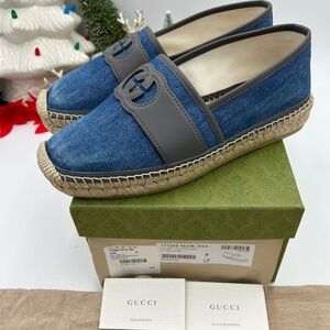 Men’s Gucci denim, and gray interlocking G size 8, made in  Spain